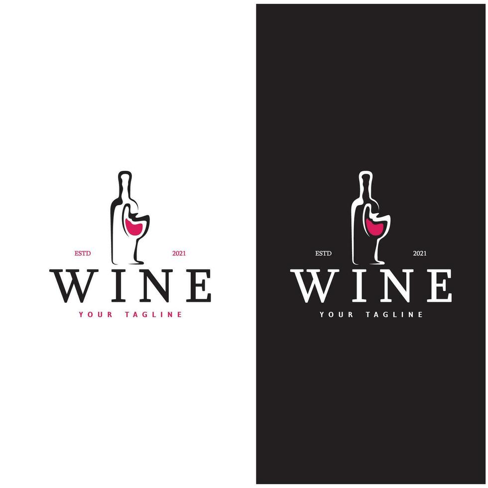 vino logo con vino lentes y botellas.para noche discotecas, bares, cafeterías y vino tiendas vector