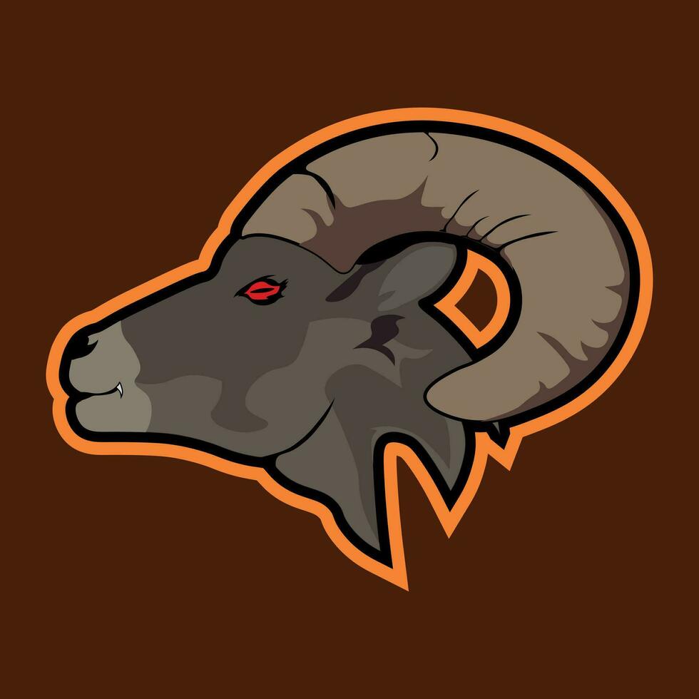 Evil Goat Gaming Logo Isolated on Brown Background vector