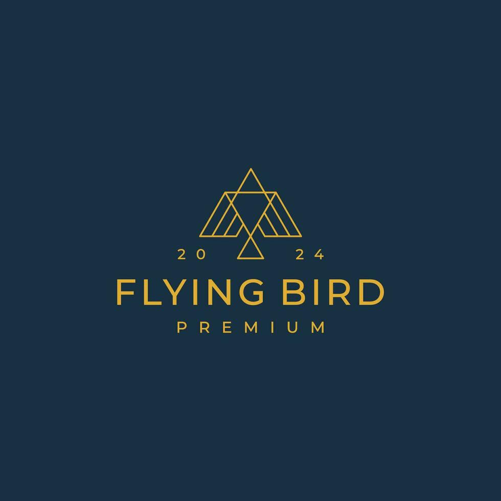 Geometric monoline bird logo design vector