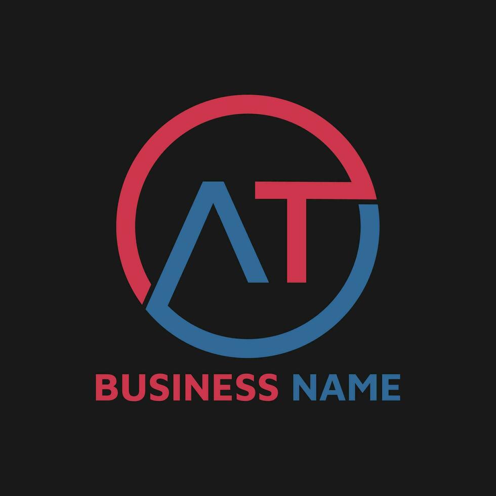 Circle AT letter logo design service vector