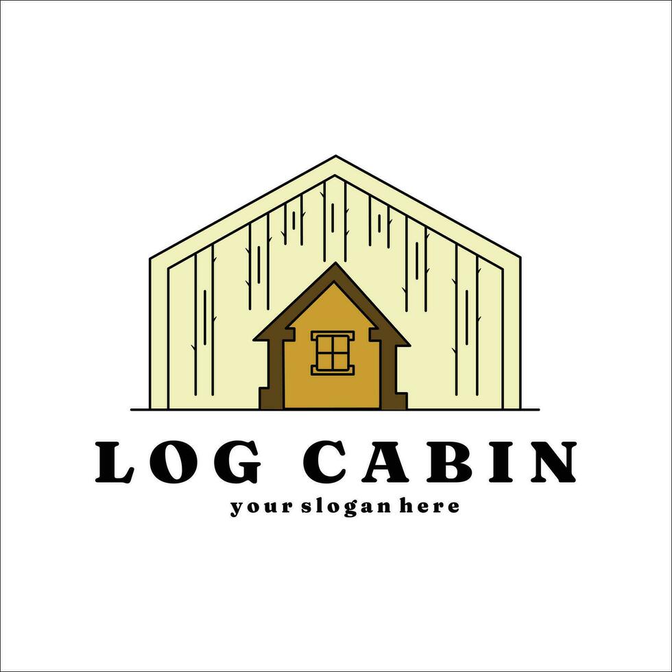 log cabin architecture line art logo vector illustration design graphic