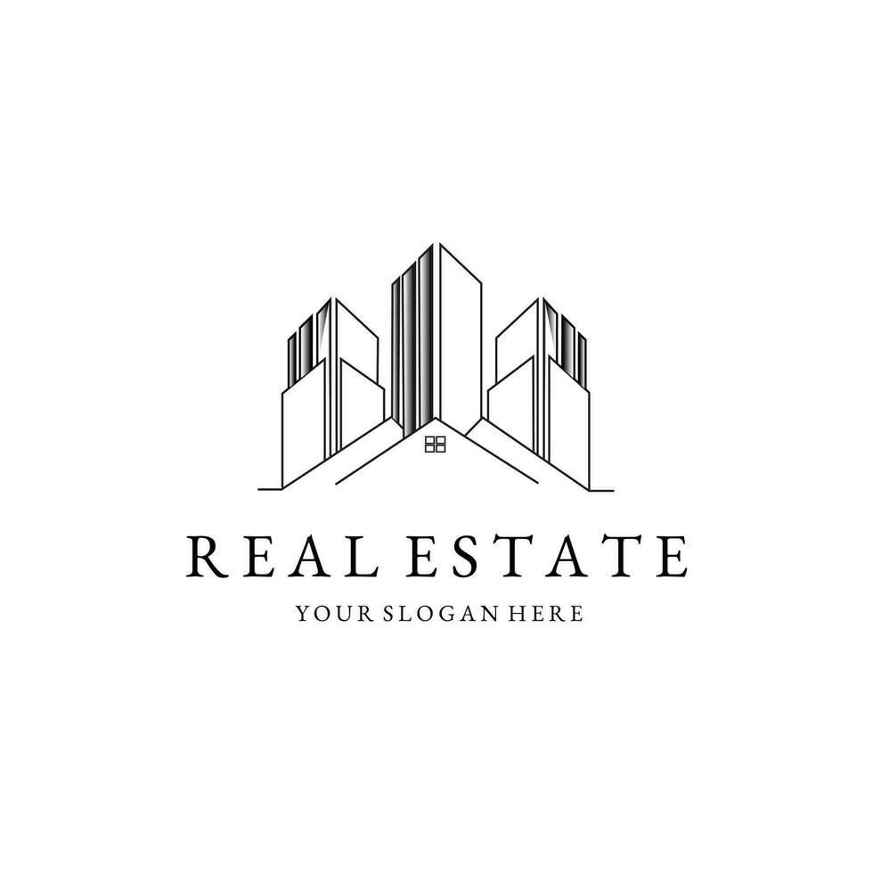 real estate architecture line art logo vector illustration design graphic