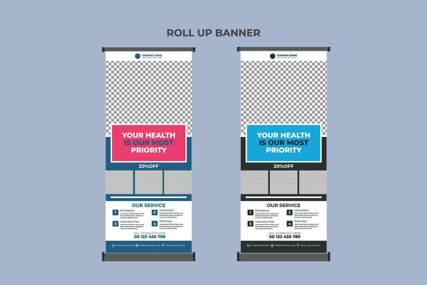 Medical Roll Up Banner Business Template vector