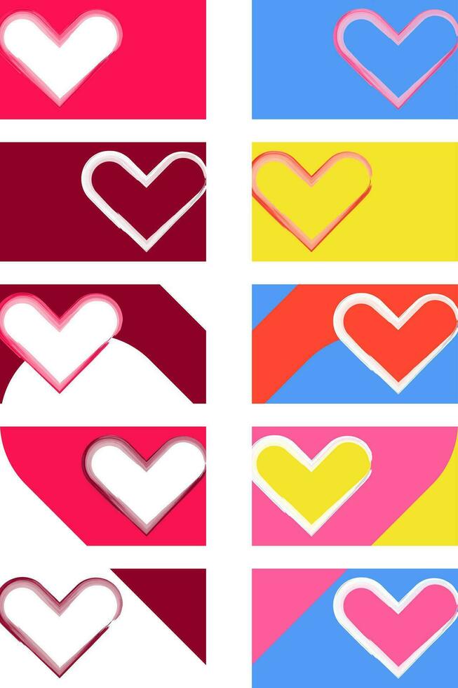 Set of valentine's day background, poster, banner, card invitation, cover. Abstract shapes, colorful romantic design template vector