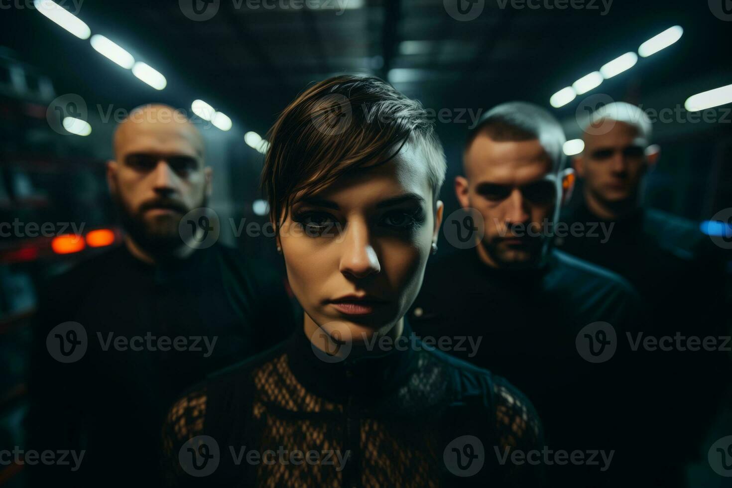AI generated Group of young friends in sporty clothing photo