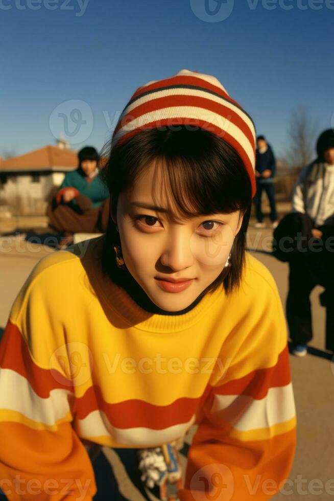AI generated Close-up photo of Asian teenage girl