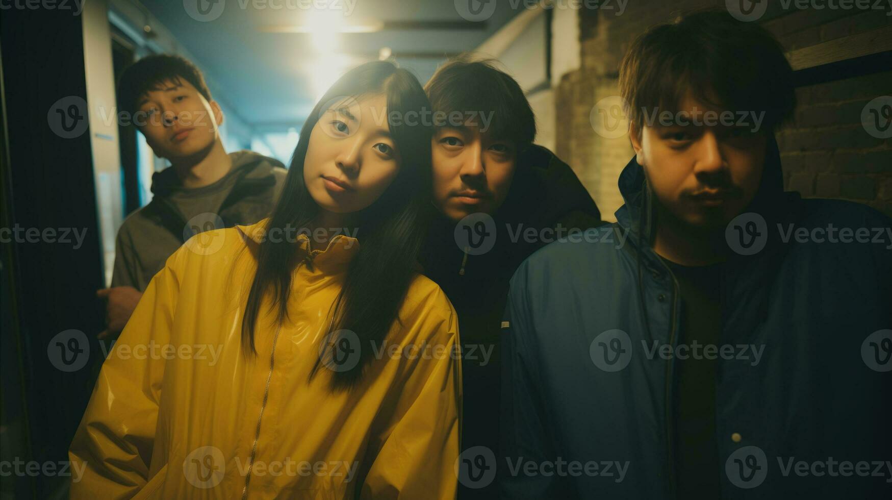 AI generated Group of young asian friends in sporty clothing photo