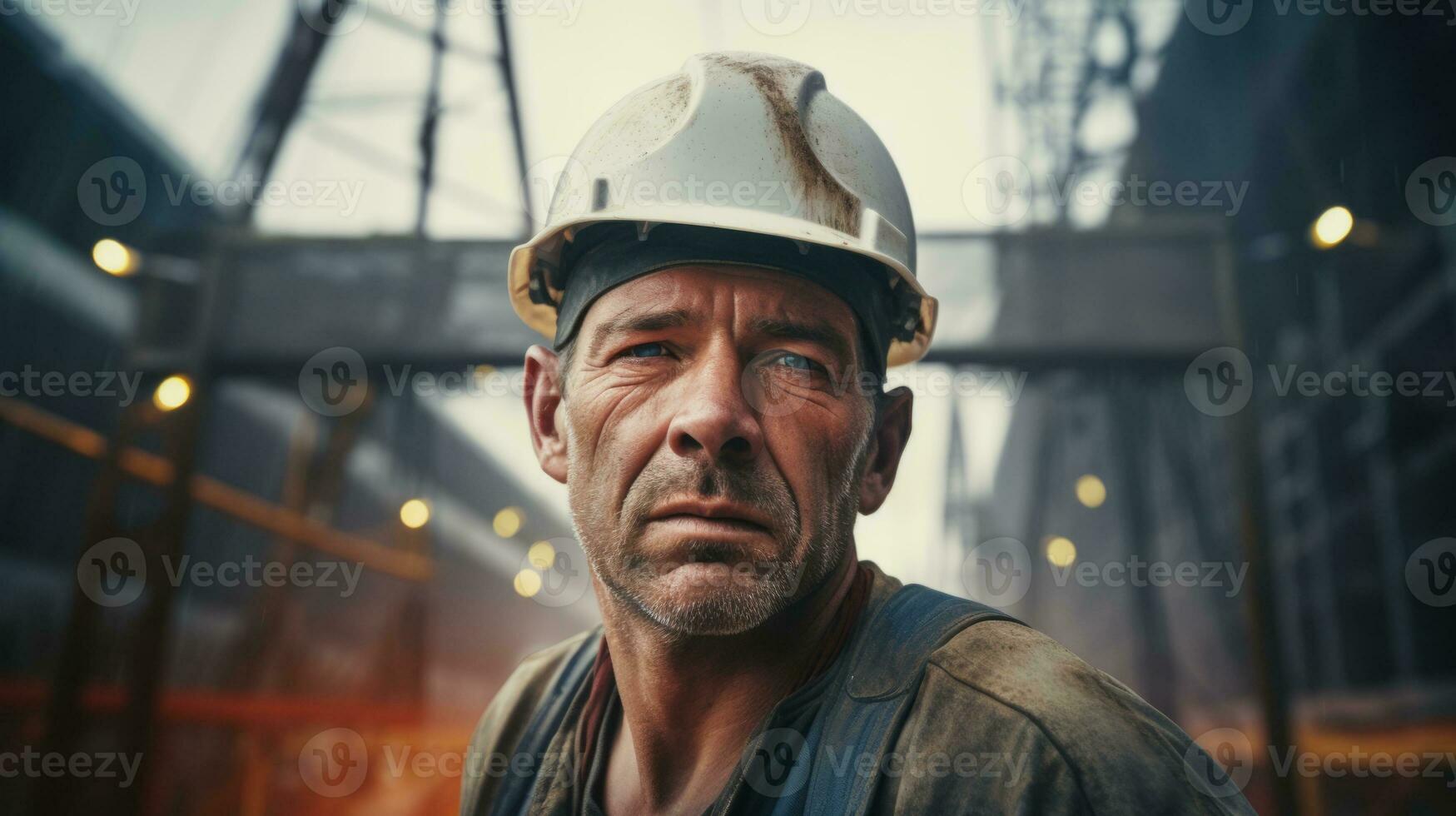 AI generated Construction worker wearing a helmet. Generative AI photo