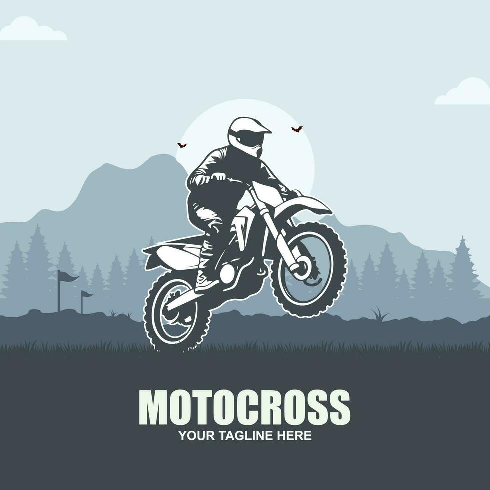 simple motocross logo design vector