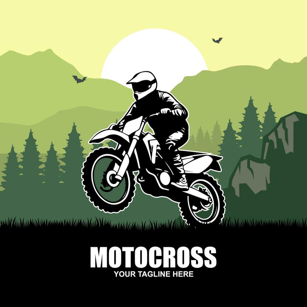 motocross rider badge logo design vector illustration