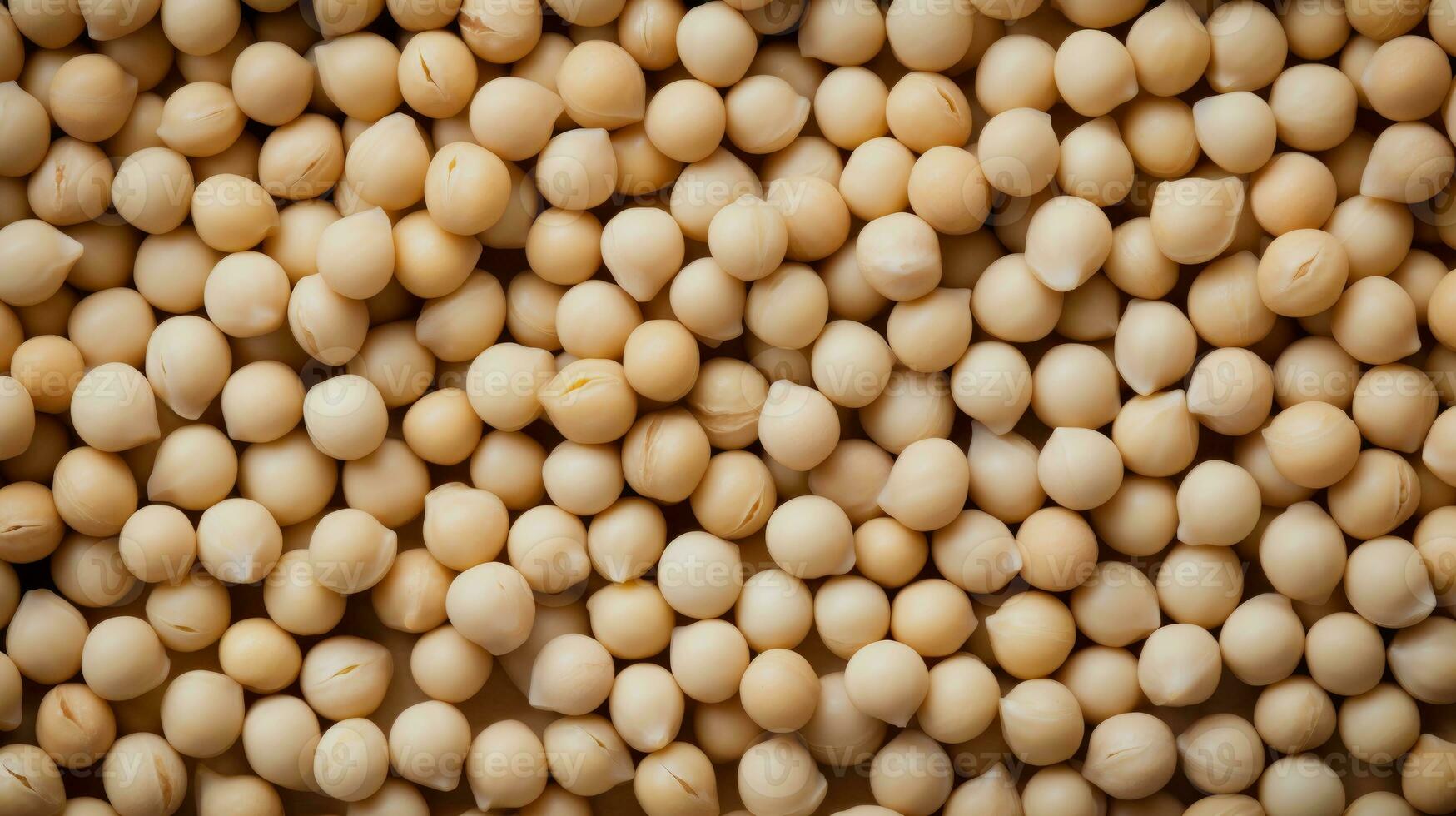 AI generated Top view of chickpeas. Background texture of uncooked chickpeas. Legumes. Superfood. Copy space. Banner. photo