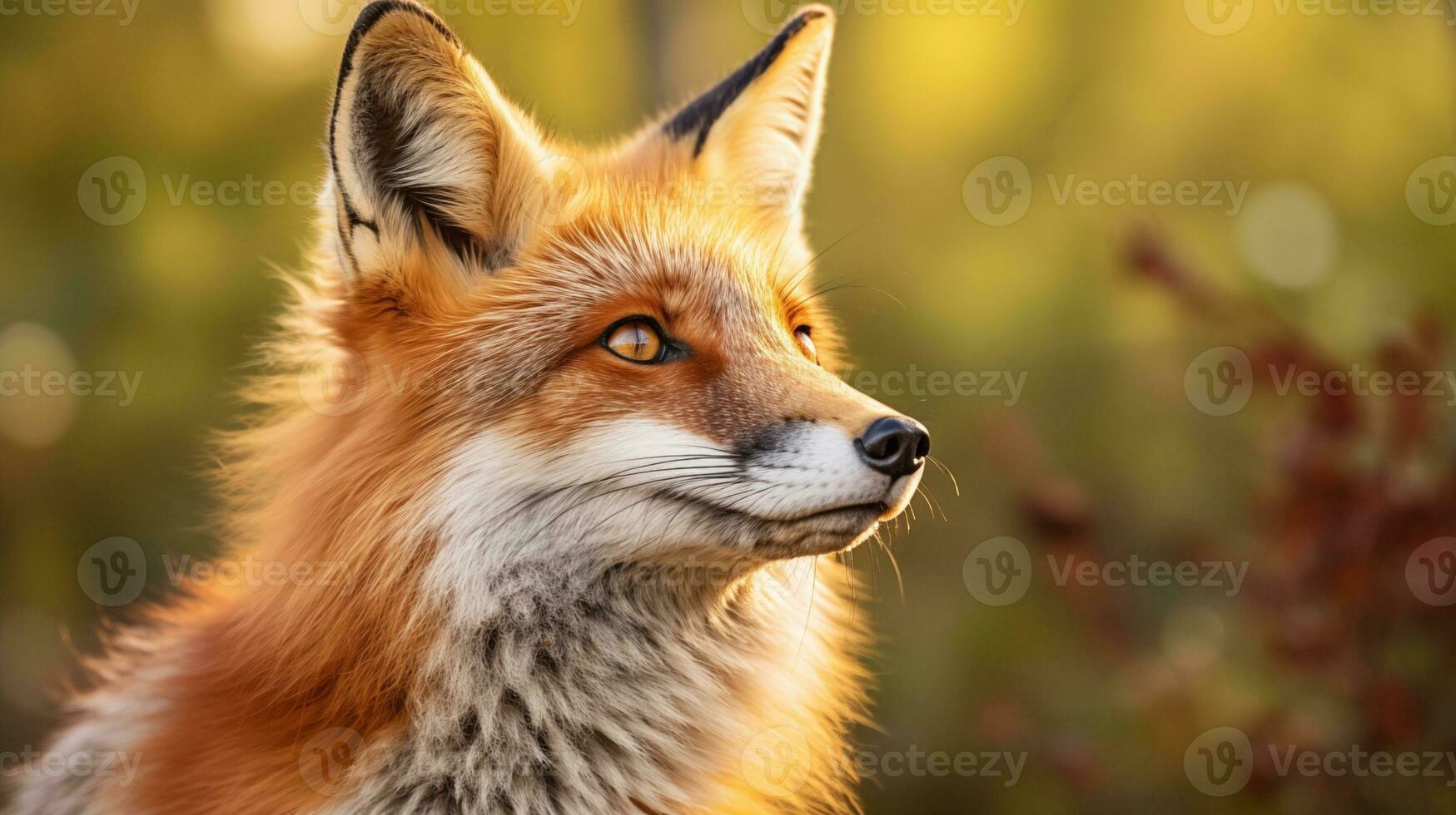 AI generated Close up of cute red fox in nature, side portrait photo