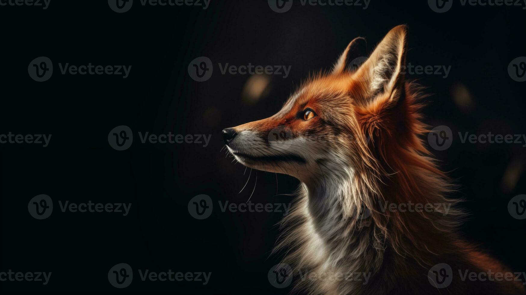 AI generated Close up of cute red fox in gradient dark background photo