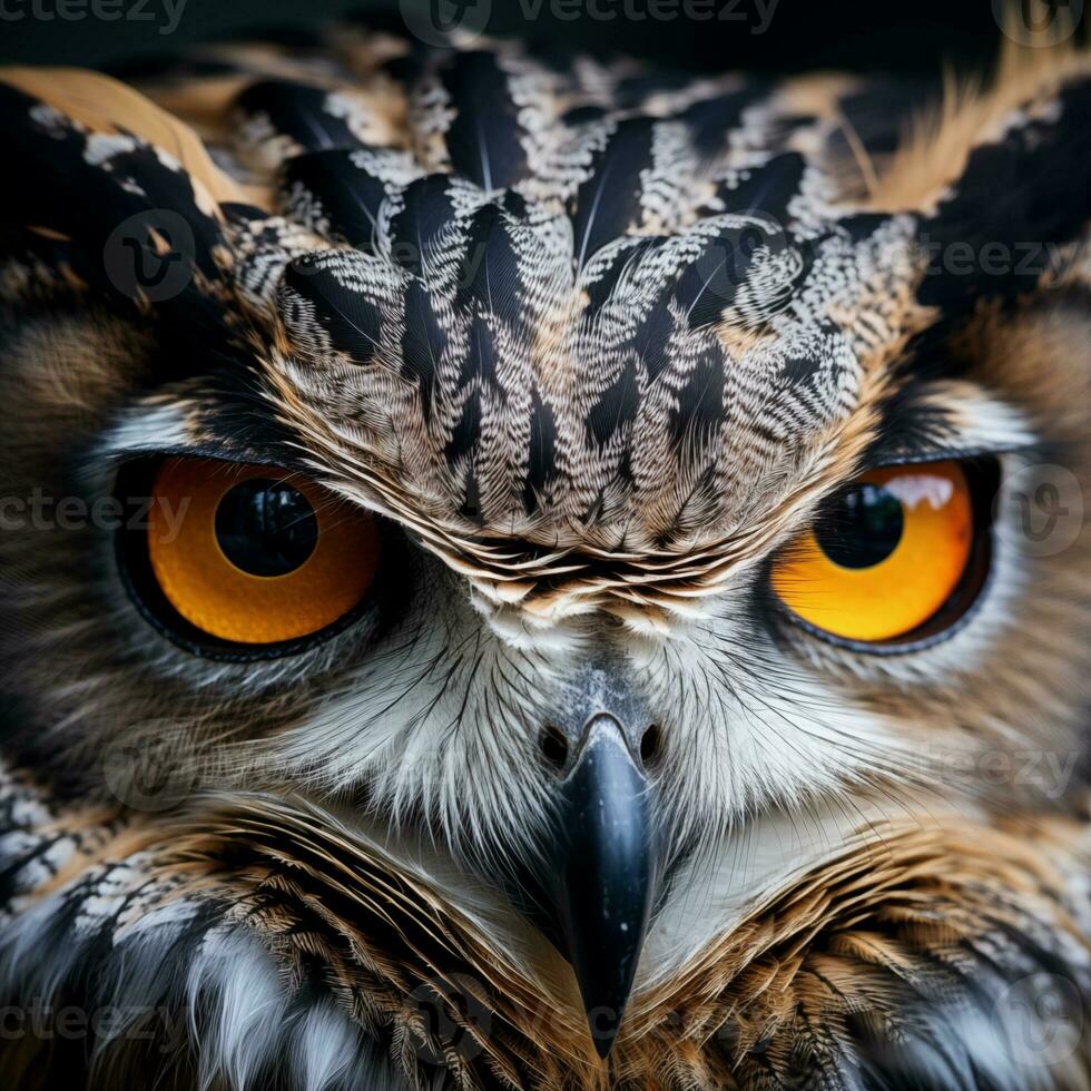 AI generated Close up portrait, Animal eagle owl nature beak bird prey feather photo