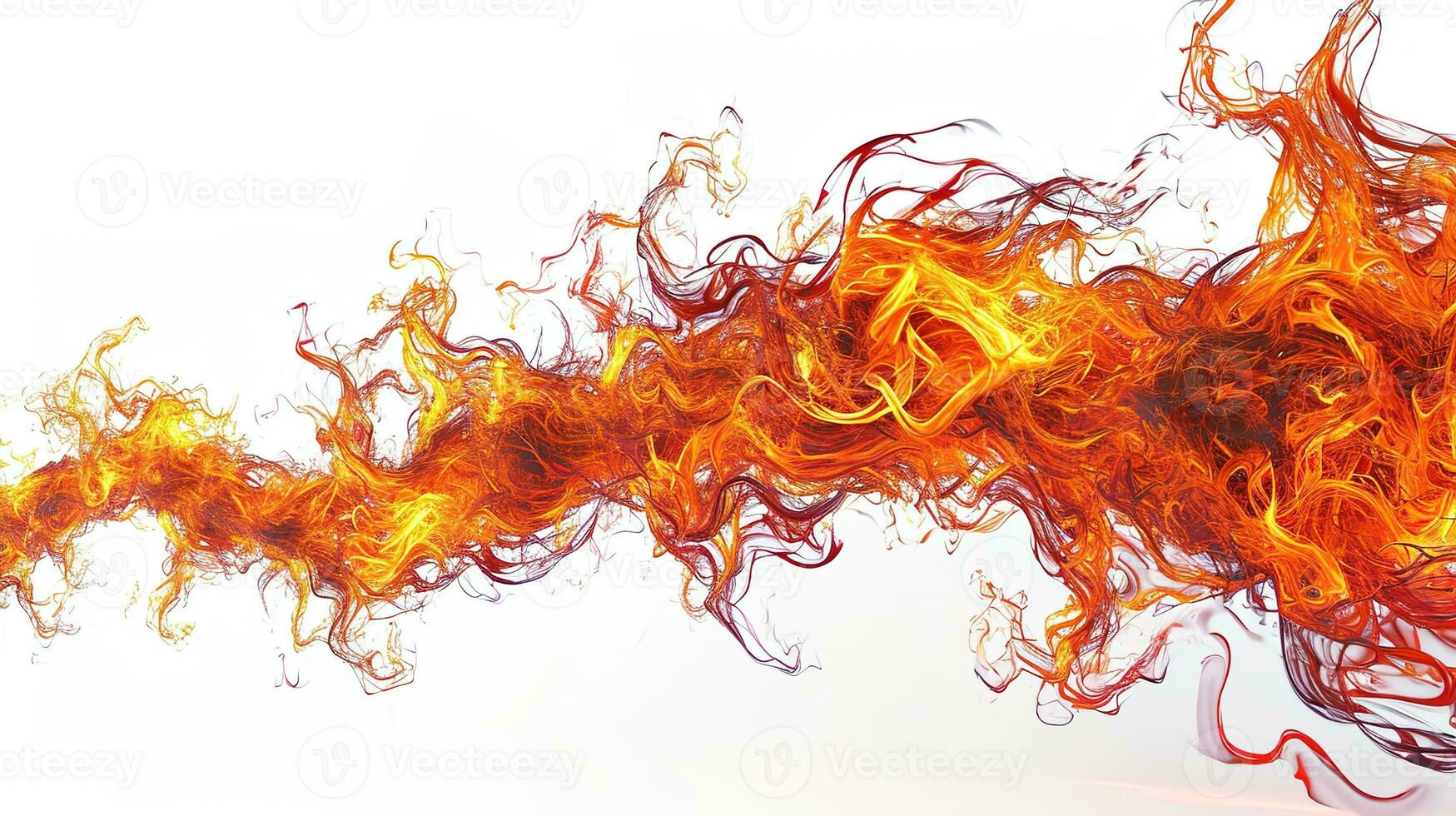 AI generated Bright orange and yellow fire flame, sharply contrasted against white - a symbol of power, heat, and natural energy, ideal for abstract and environmental themes photo