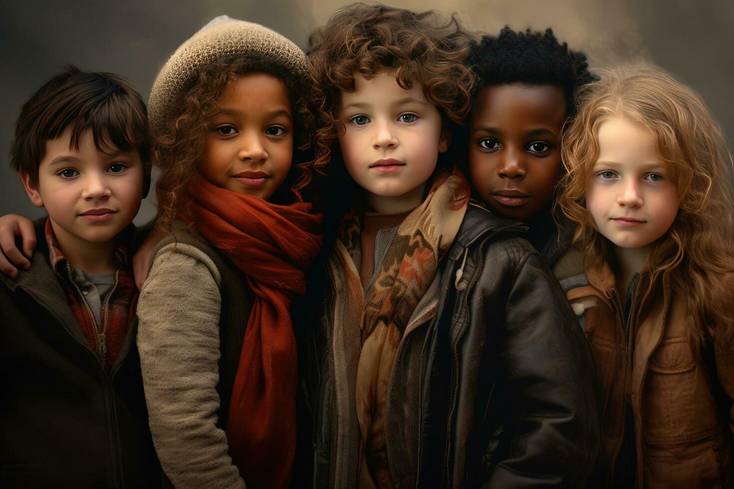 AI generated diversity ethnic kids photo