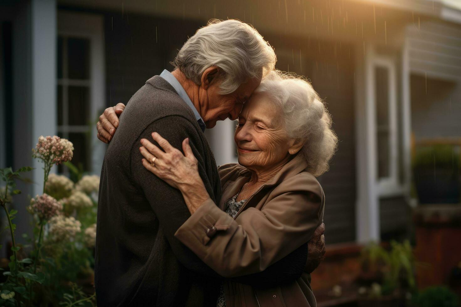 ai generado mayor ciudadano Pareja participación cada otro foto