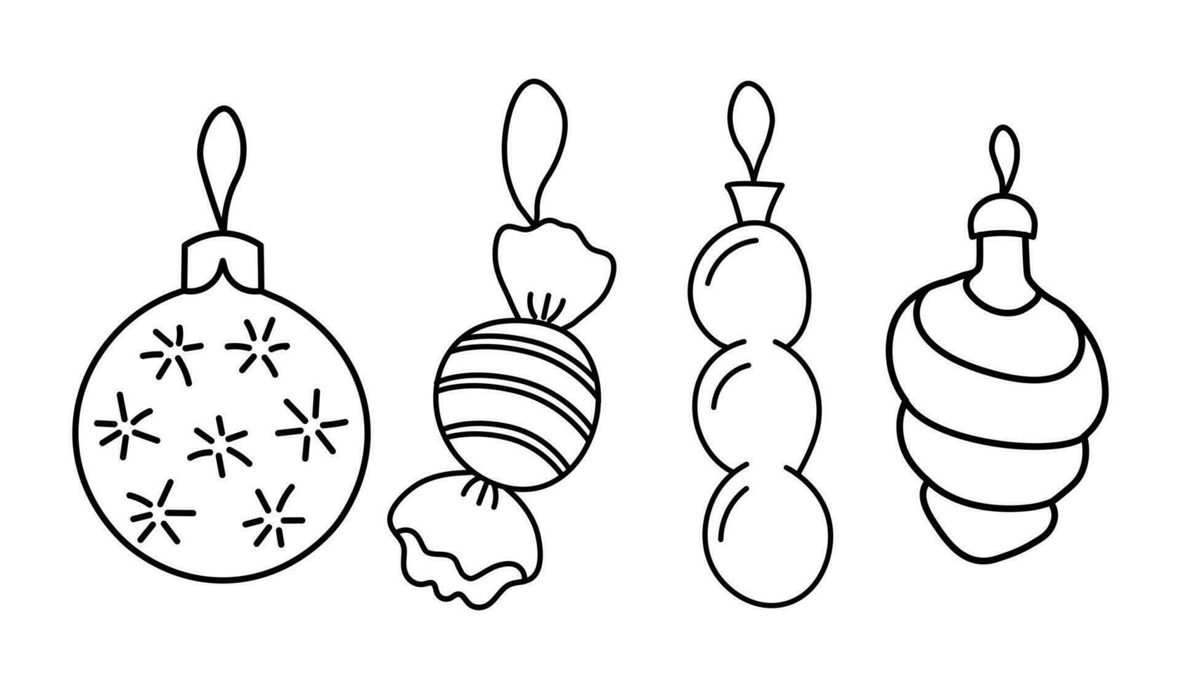 Sketch outline of Christmas tree decorations vector