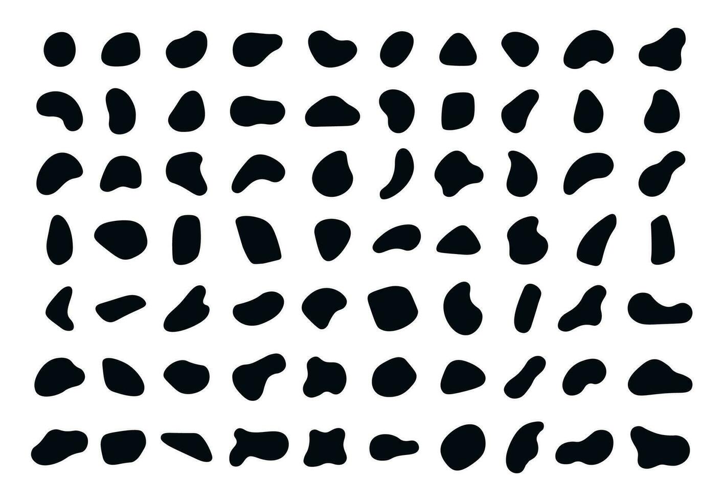 Random shapes. Black blobs, round abstract organic shape collection. Pebble, drops and stone silhouettes. Blotch, inkblot texture vector set