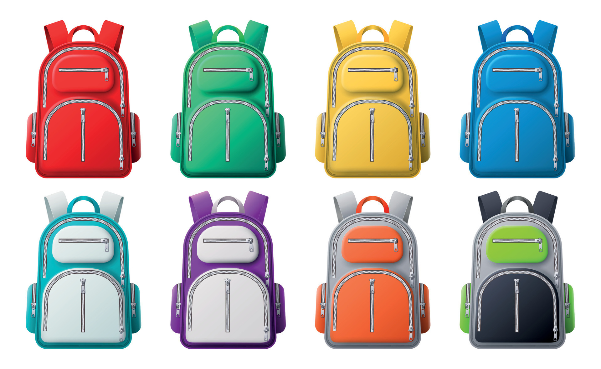 color deporte mochila Bosquejo. diferente de colores mochilas