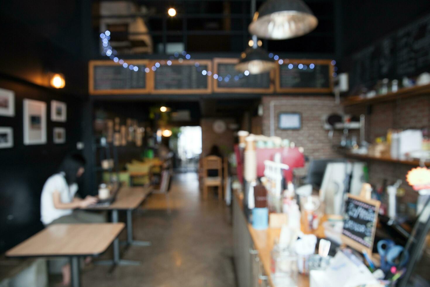 Blur of interior in restaurant photo