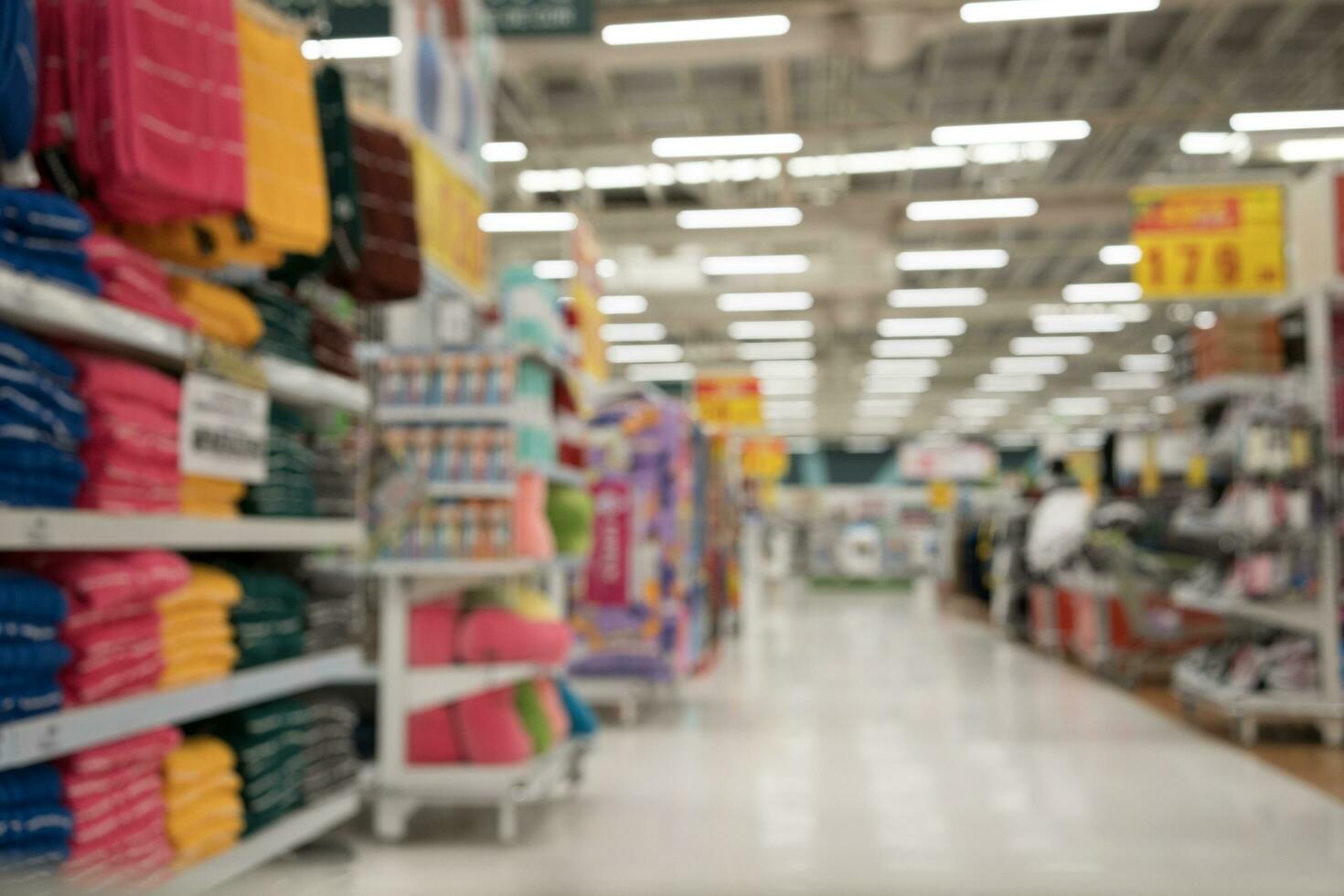 Blur of waking view in department store photo