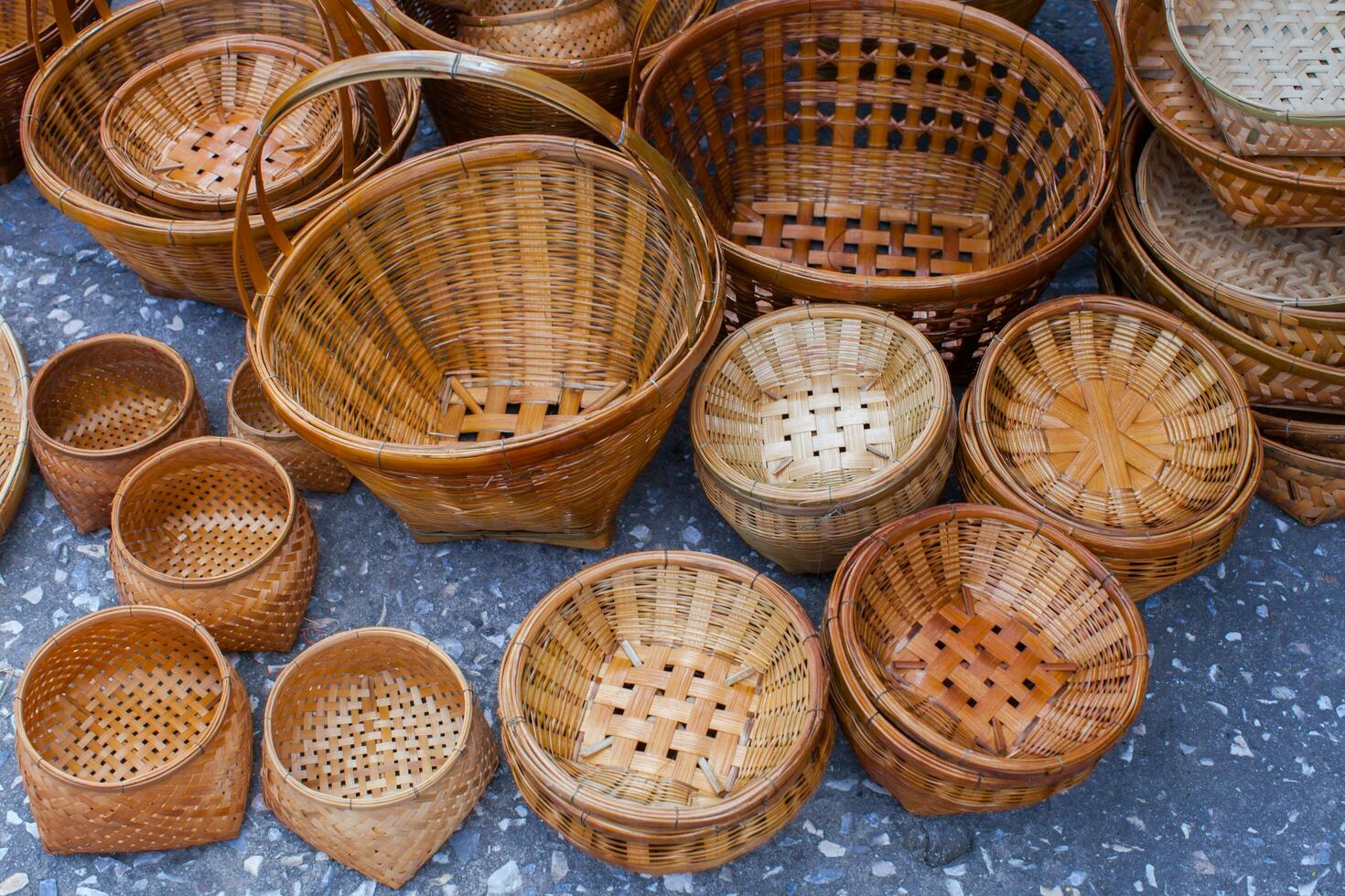 Wooden of empty basket by handmade photo