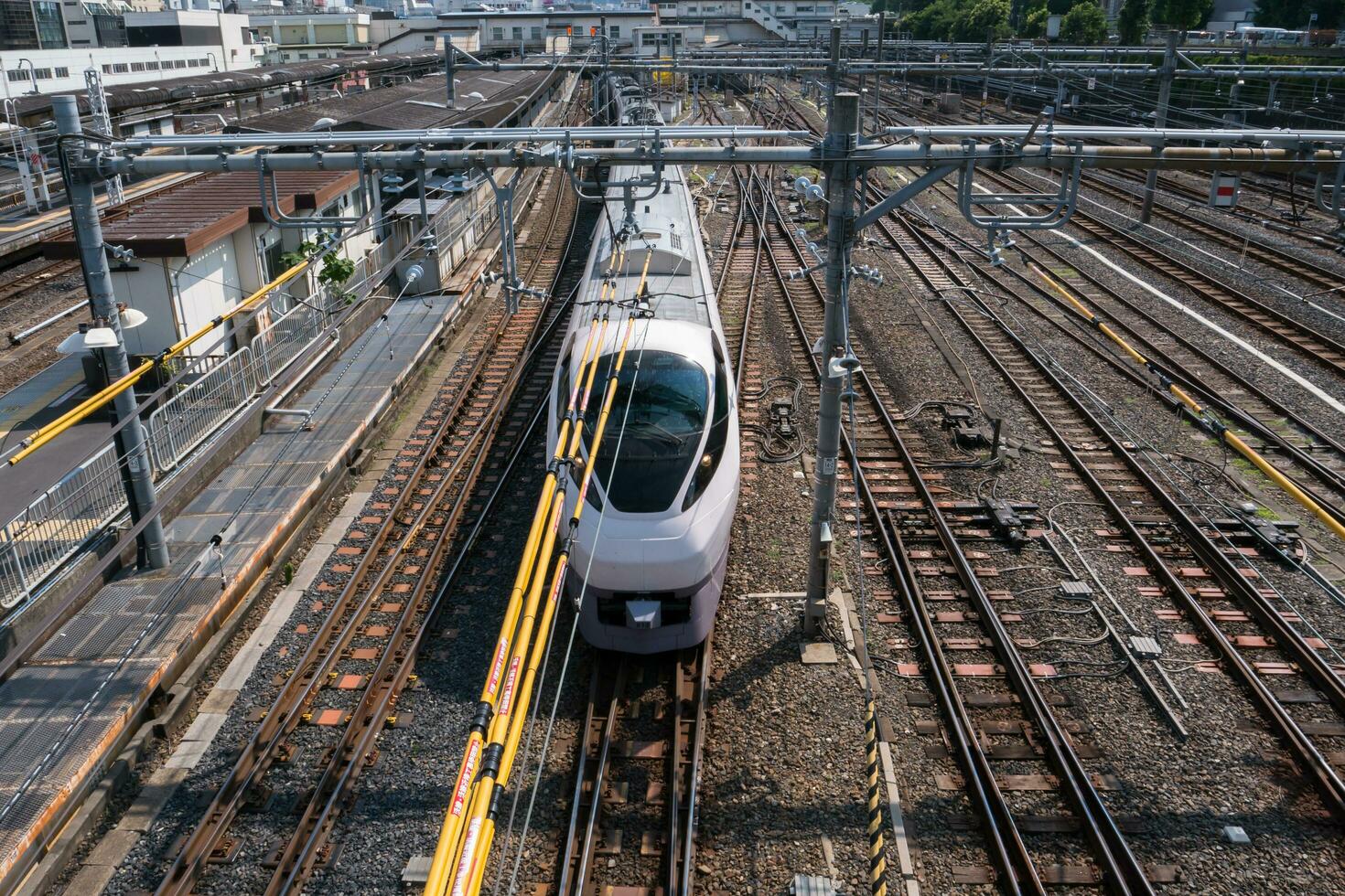 Picture of multi rails across to train moving photo