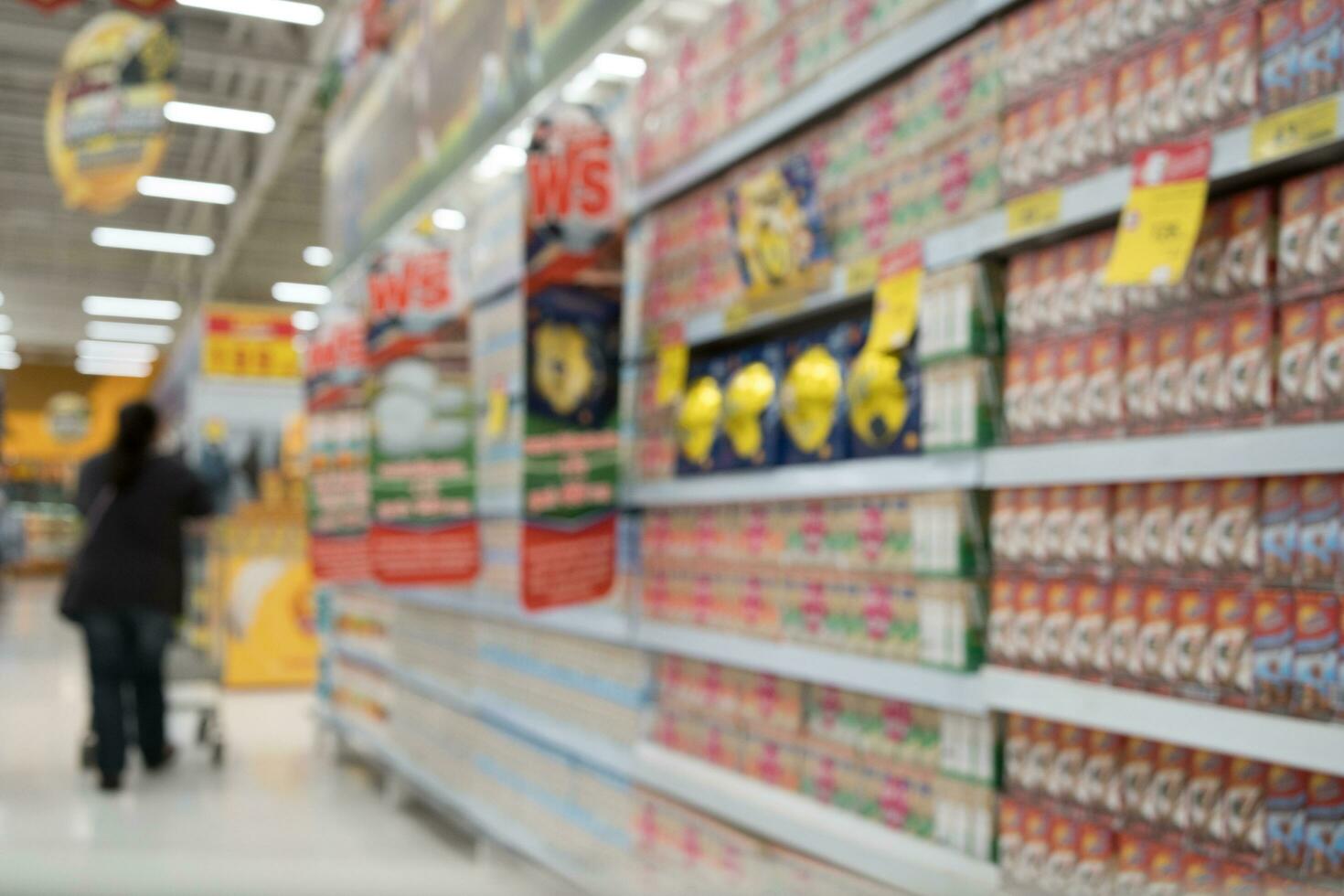 Blur of waking view in department store photo