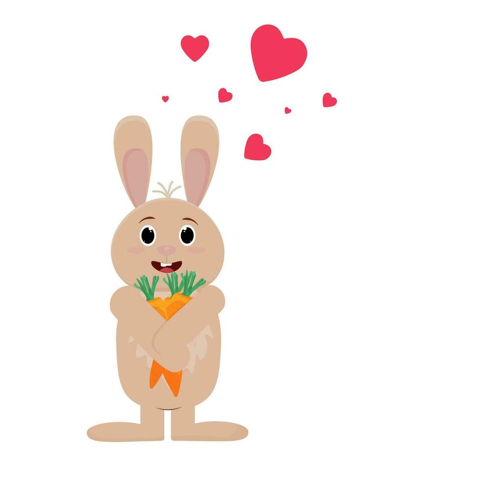 A cartoon bunny holds a carrot. Vector. Illustration on a white background. vector