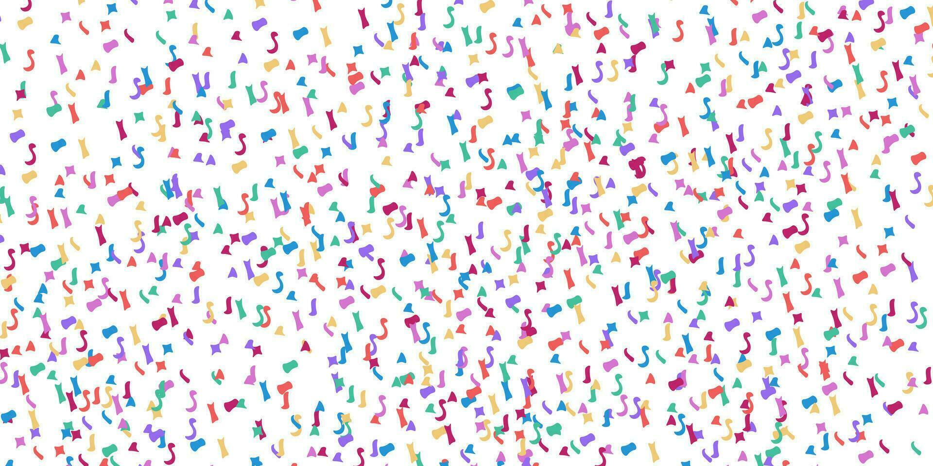 Falling different colored confetti on a white background. Festive background. Vector illustration