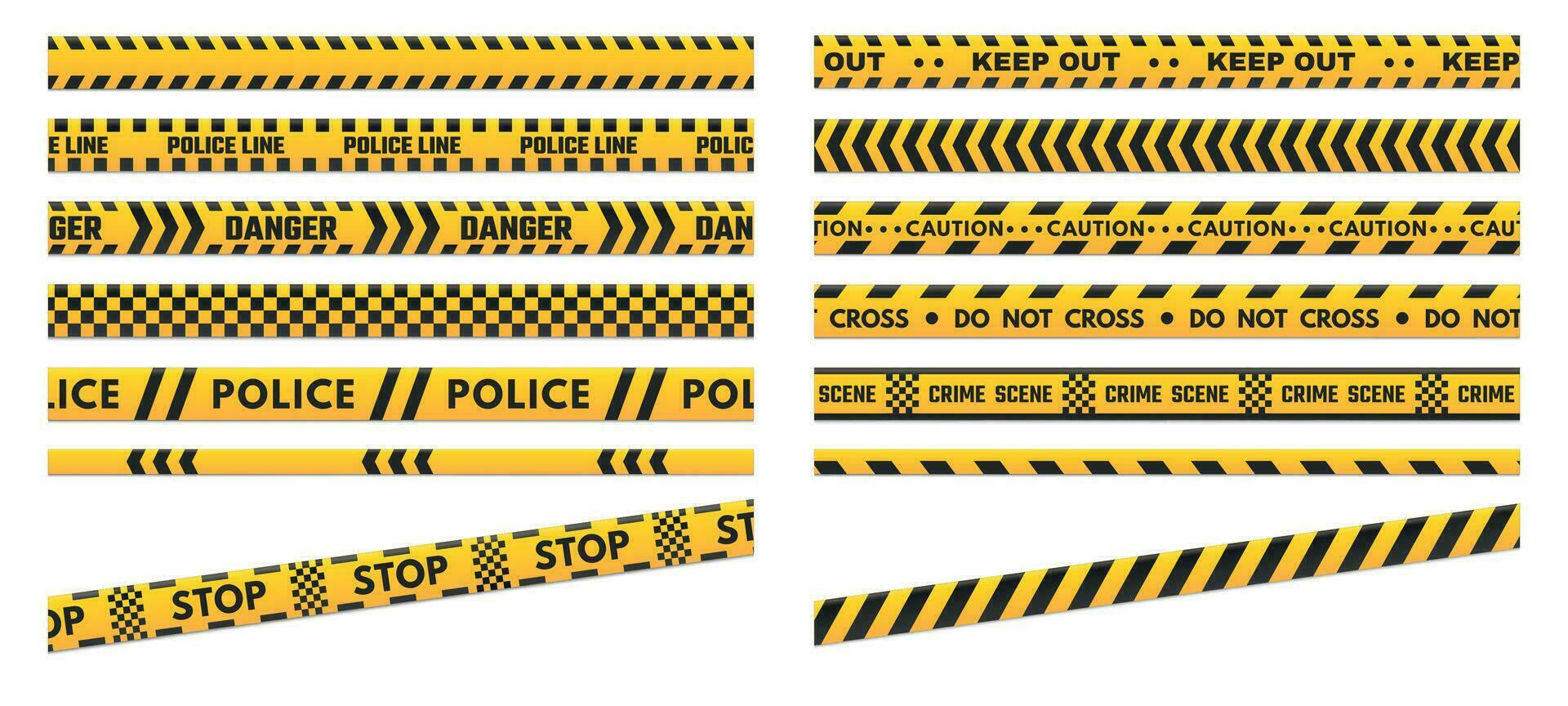 Caution perimeter stripes. Police line for crime scenes or danger. Black and yellow do not cross and keep out vector