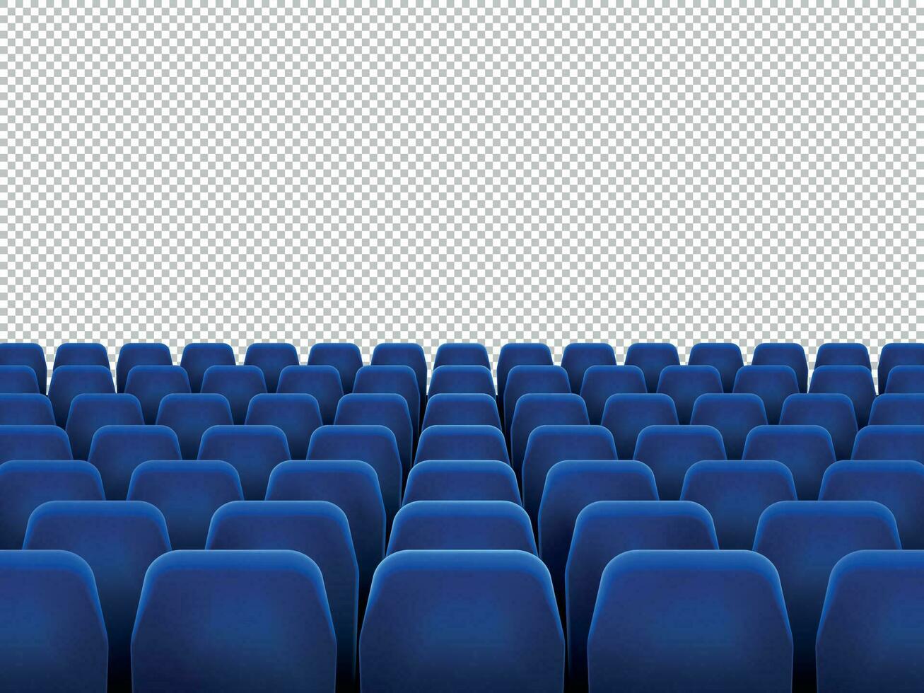 Isolated blue armchairs for cinema, theatre or opera. Realistic row with chairs for watching movie, seats vector