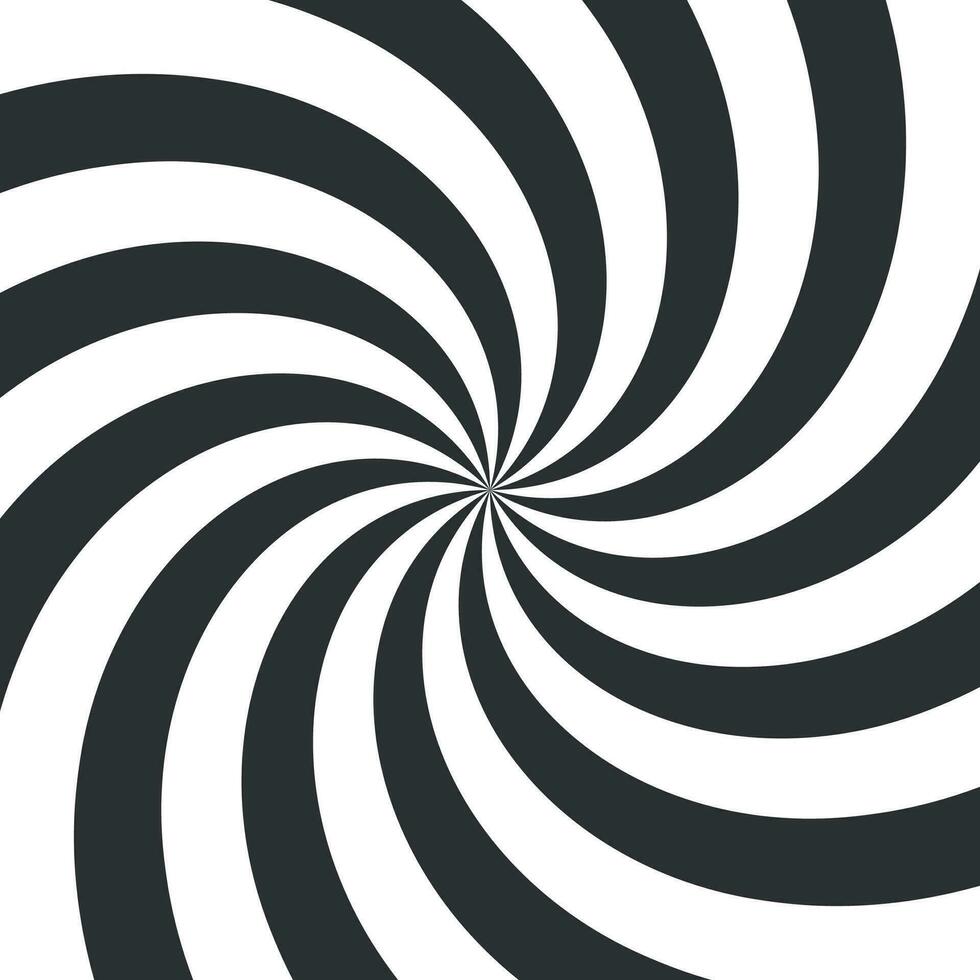 Psychedelic spiral. Black and white hypnotic swirl background. Geometric illusion and rotating stripes round vector