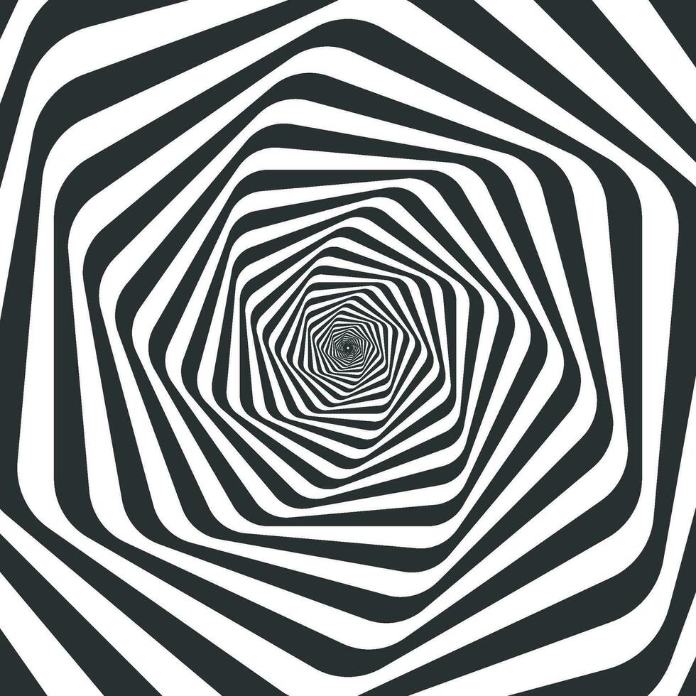 Swirl silhouette. Geometric whirl and rotating stripes with hypnotic effect. Waves in deceptive motion vector