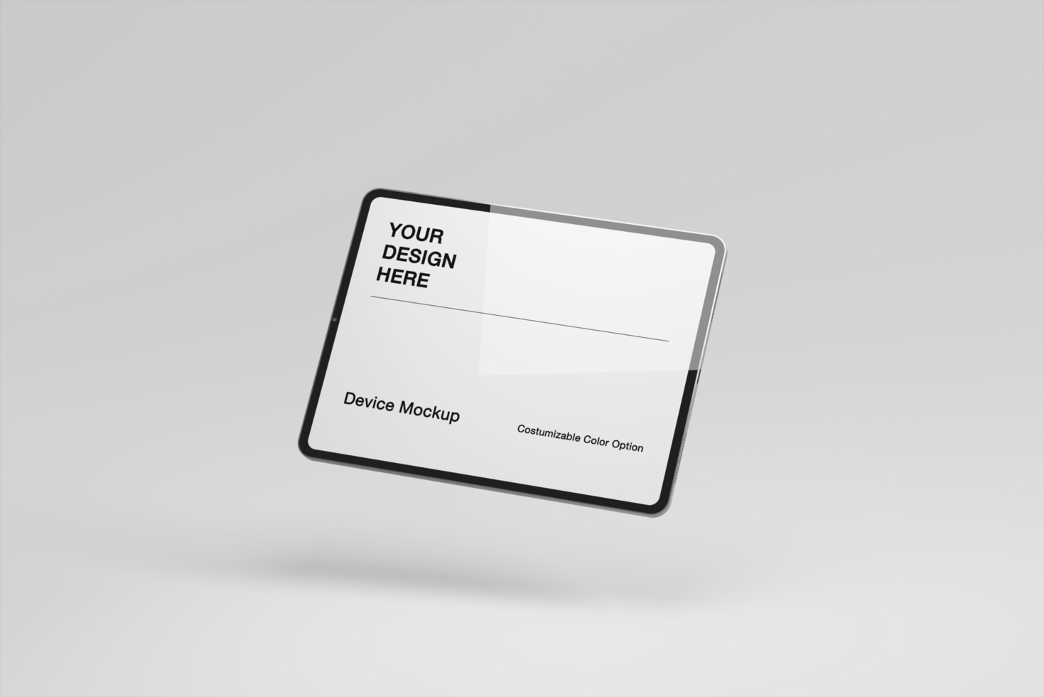 Minimalist tablet mockup with realistic scene and shadow background psd