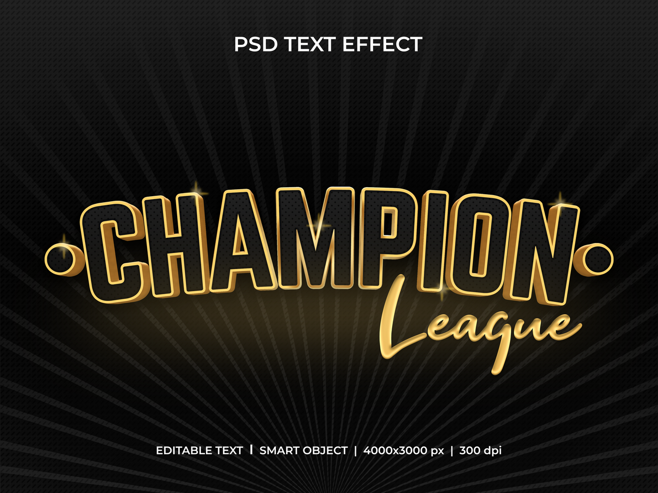 Champion league text effect psd