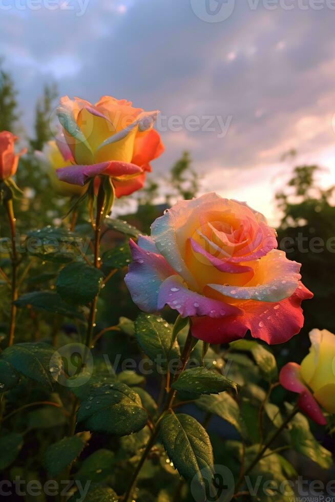 AI generated roses in the garden photo