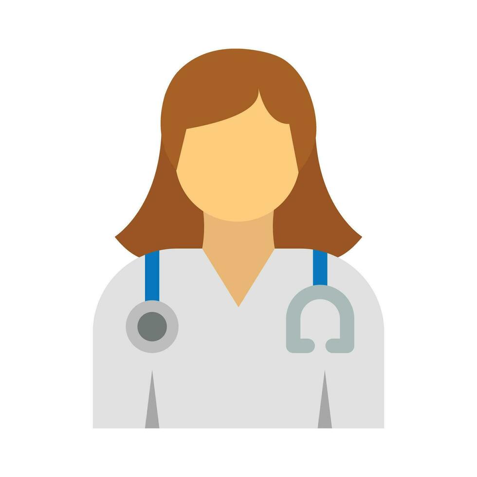 Female Doctor Vector Flat Icon For Personal And Commercial Use.