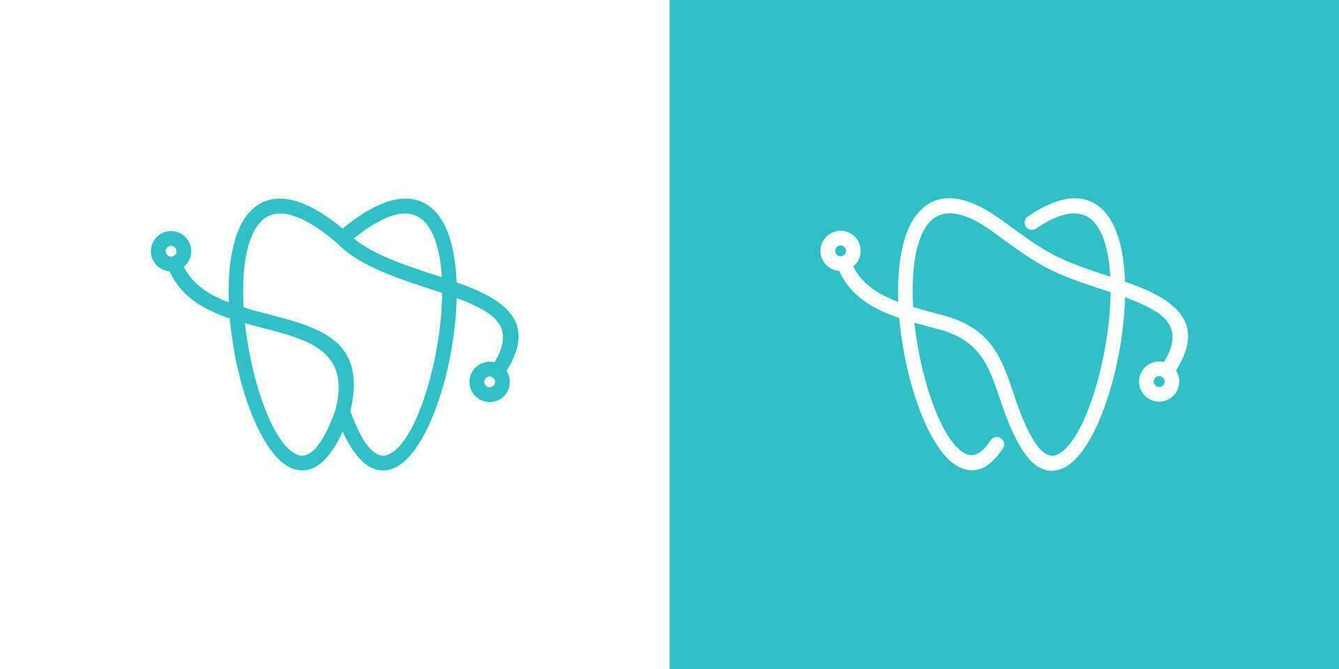 logo design combination of tooth shape with stethoscope. minimalist line, icon, vector, symbol. vector