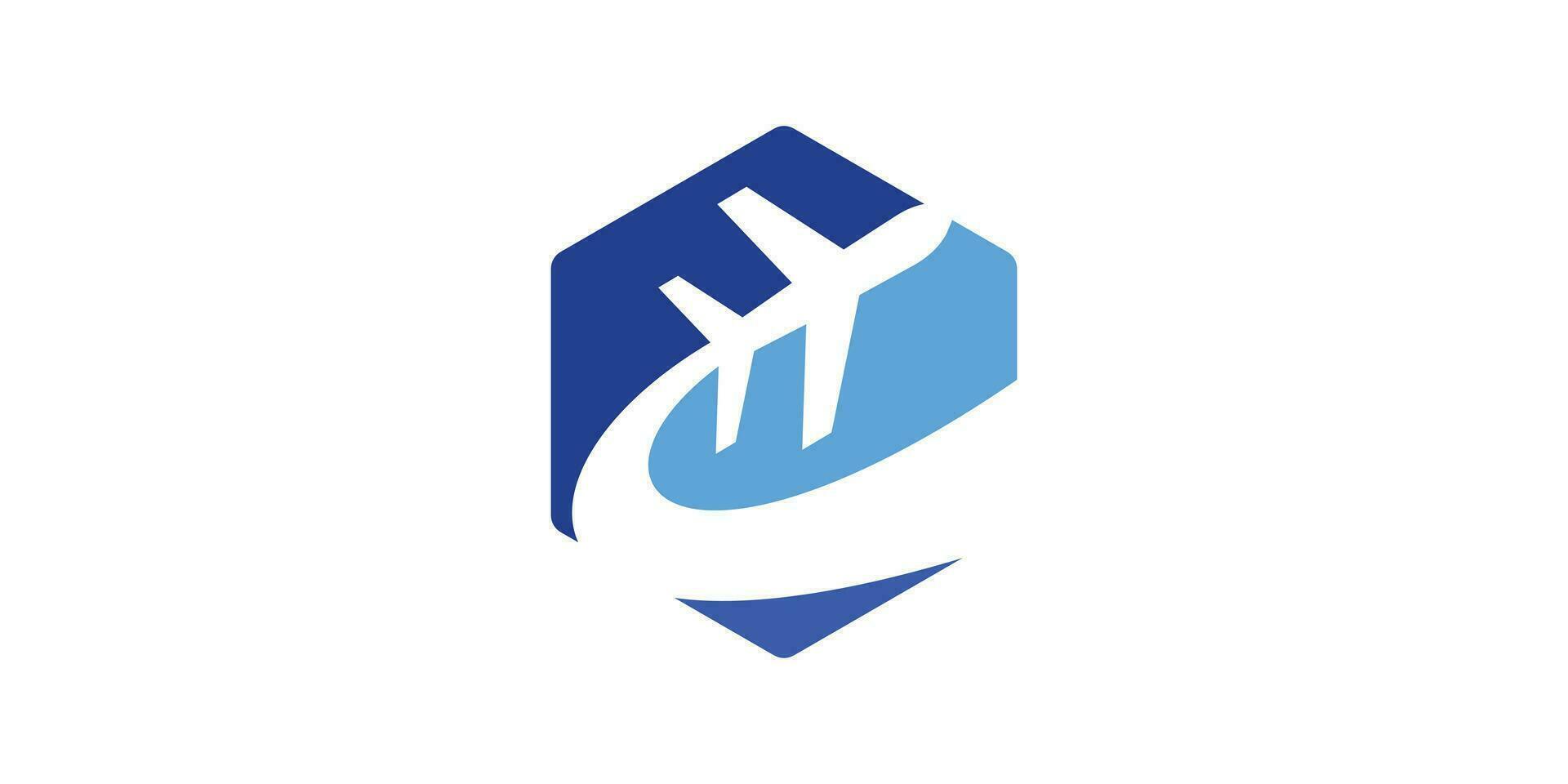 logo design combination of nice shape, box with plane, travel, icon, vector, symbol. vector