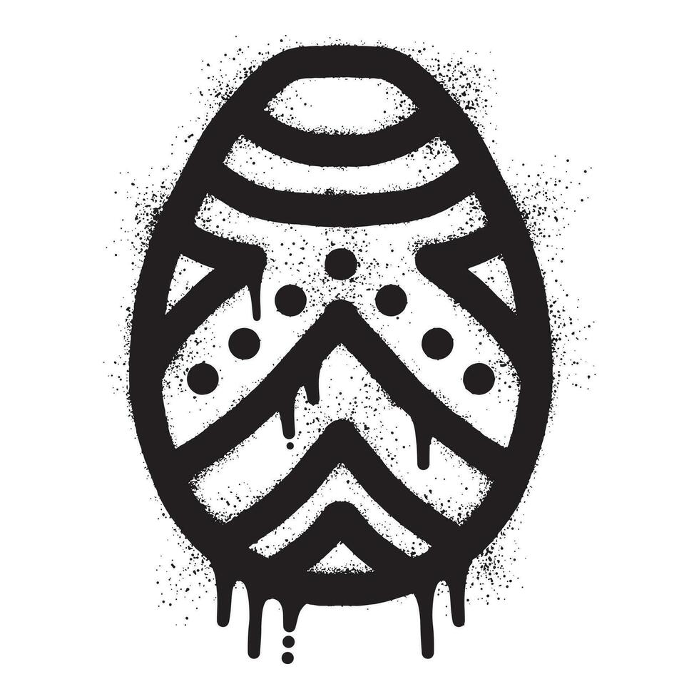 Pascua de Resurrección huevo pintada dibujado con negro rociar pintar vector
