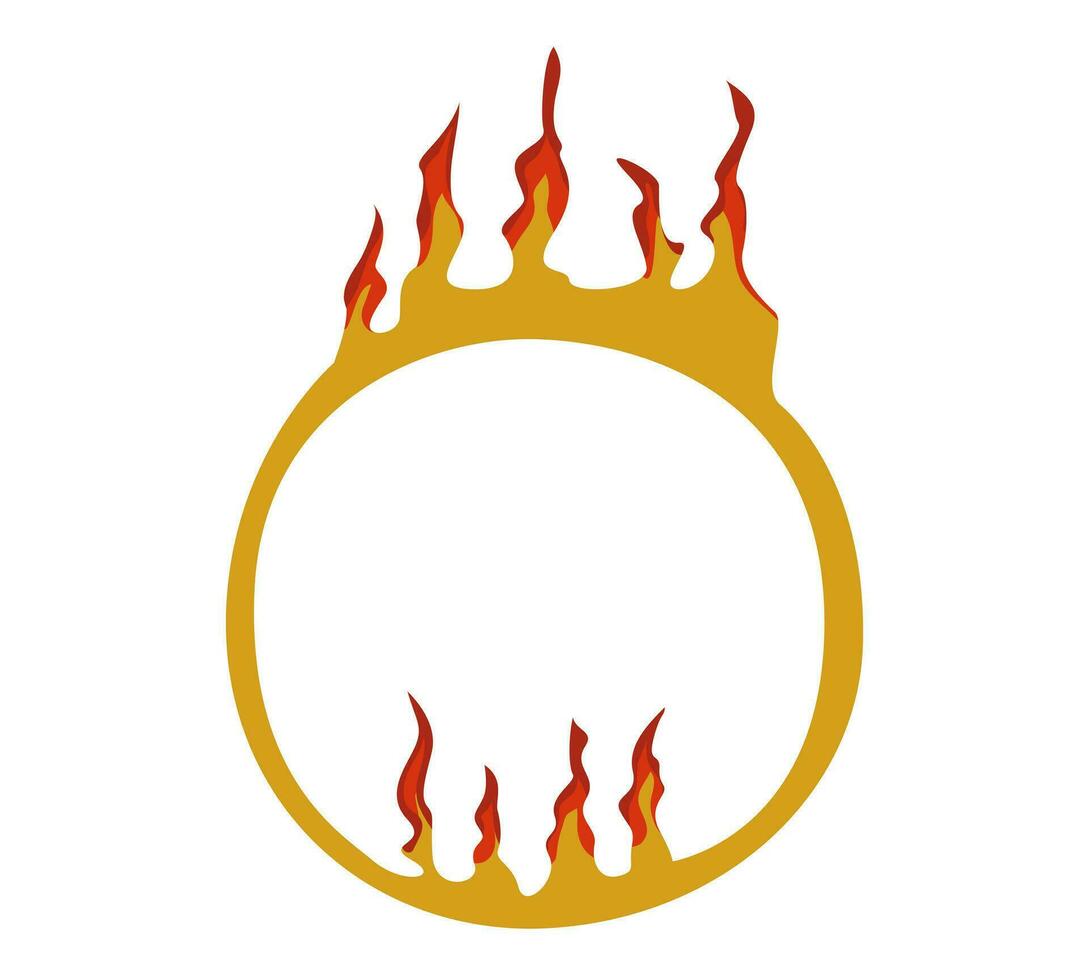 Vintage circus fire ring, vector illustration. Simple flat style, isolated on white background. Circus performance element.