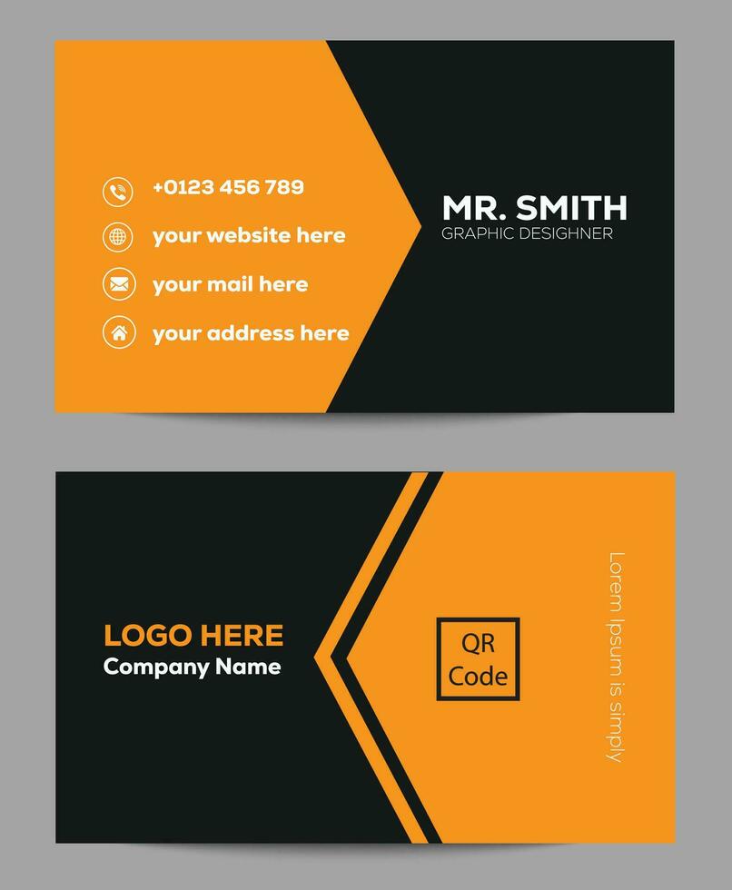Orange vector modern abstract clean and simple business card template, Horizontal name card, Stylish stationery design and visiting card, Creative and professional business card design.