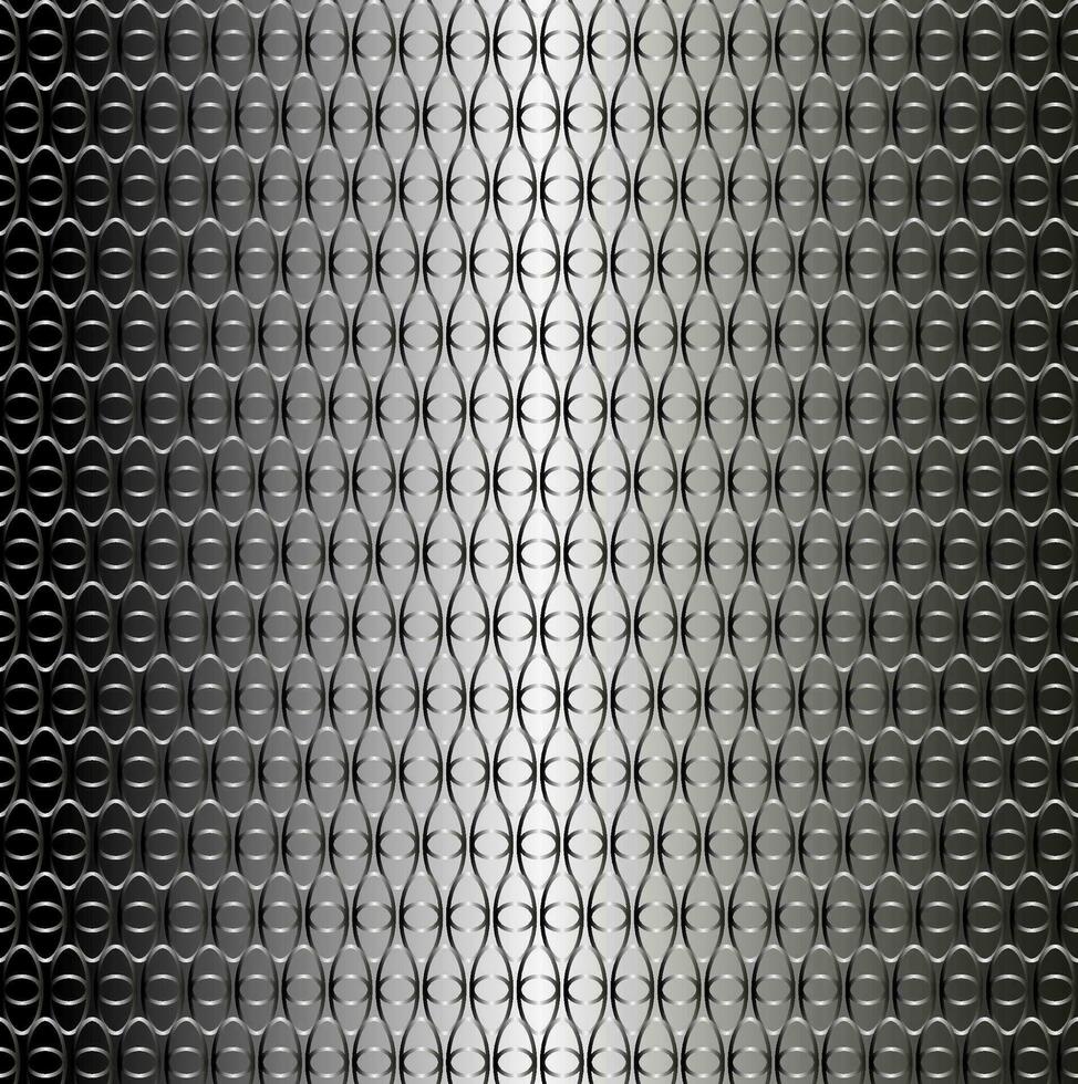 Abstract geometric vector pattern in the form of an openwork lattice on a gray shiny background