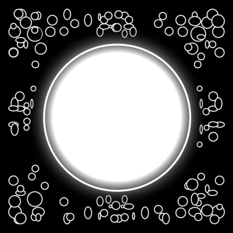 Abstract vector geometric in the form of an original round white frame on a black background
