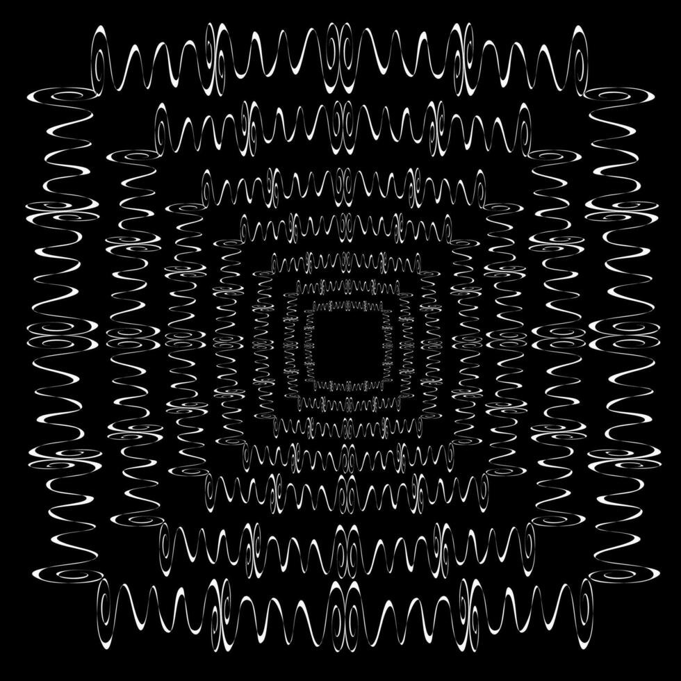 vector resumen geométrico modelo en el formar de un cuadrado de ondulado blanco líneas en un negro antecedentes
