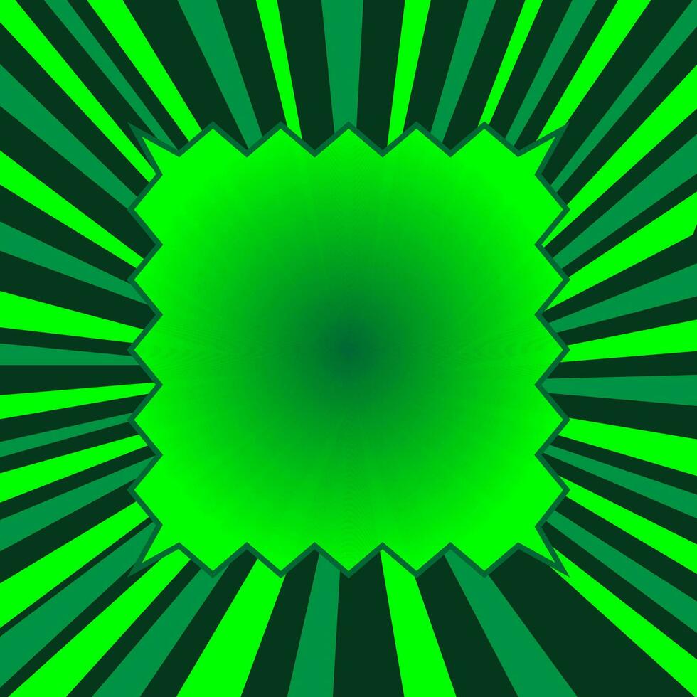 Vector frame in the form of stripes and rays on a green background