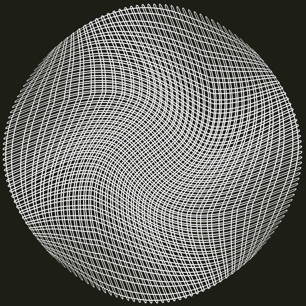 Original abstract vector pattern in the form of a white ball on a black background