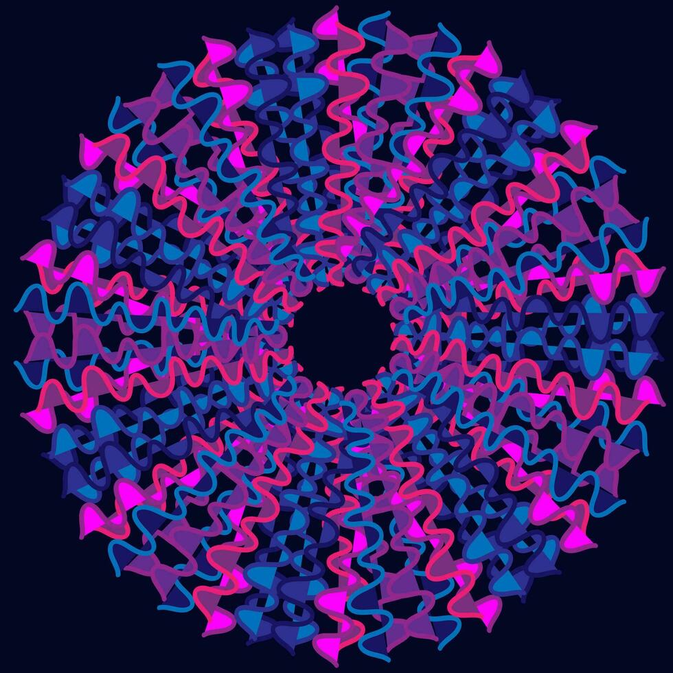 Vector abstract pattern in the form of a round purple mandala on a blue background